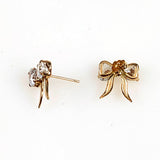 10K Gold Bow CZ Earrings