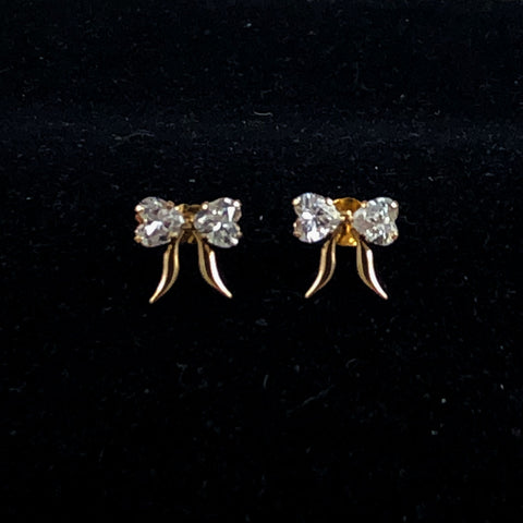 10K Gold Bow CZ Earrings