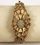 Gold Rhinestone Hinged Bracelet