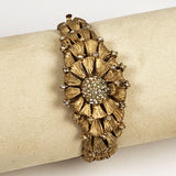 Gold Rhinestone Hinged Bracelet 