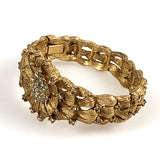 Vintage Gold Rhinestone Hinged Bracelet 