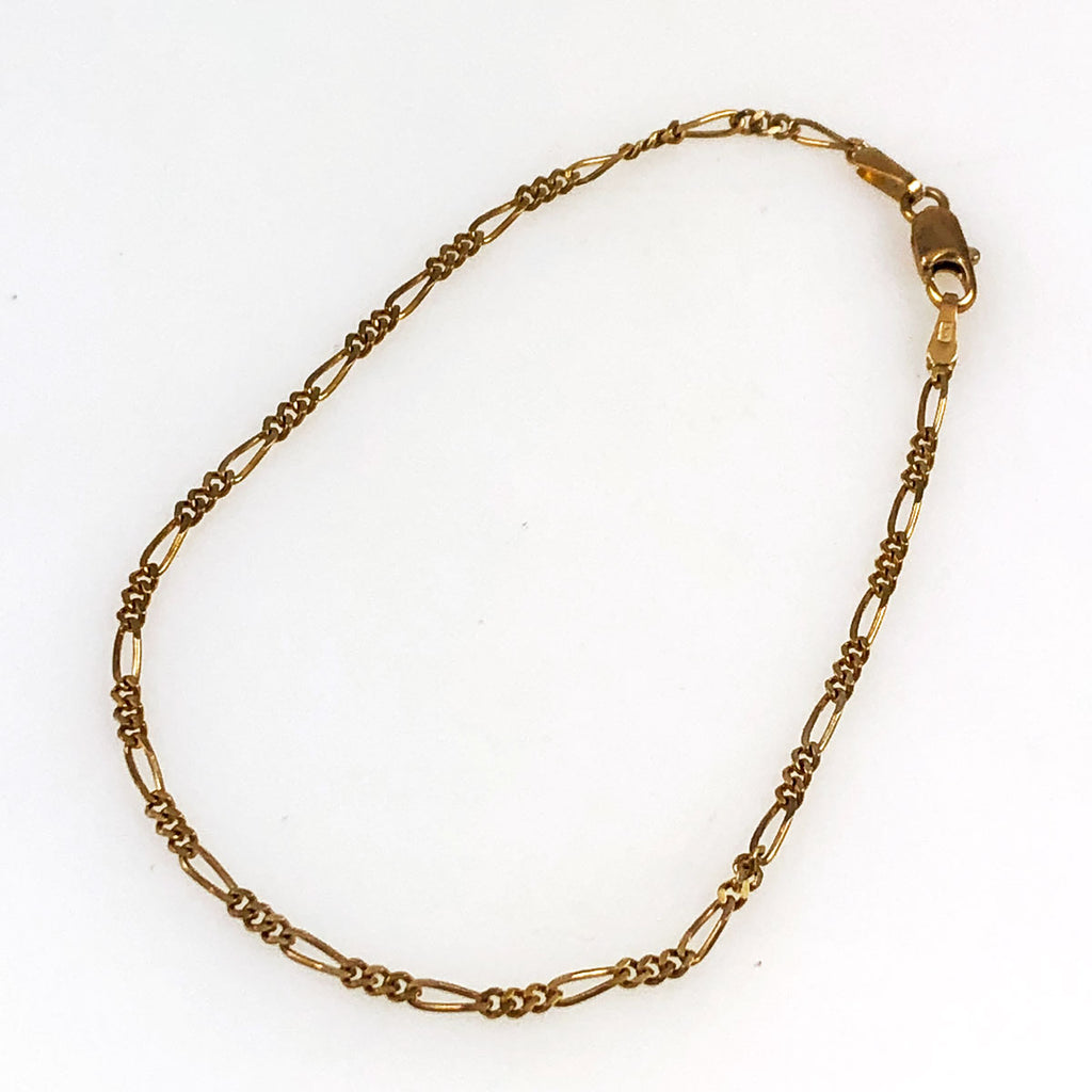 14K Gold Italian Figaro Chain Bracelet