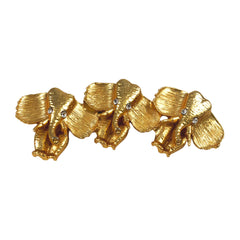 Trio of Gold Elephants Brooch Vintage