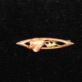 Antique Art Nouveau Enamel & 10K Gold Lingerie Pin