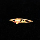 Antique Enamel & 10K Gold Lingerie Pin