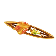Antique Art Nouveau Enamel & 10K Gold Lingerie Pin