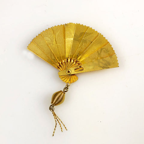 Vintage Asian Folding Fan Brooch