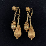 Vintage gold filigree beaded earrings