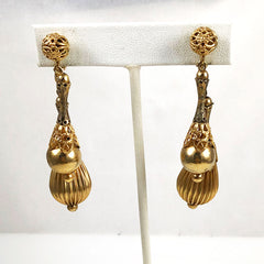 Gold Filigree Earrings Vintage