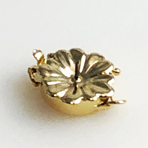 Gold 14K Floral Clasp with Pin and Lock