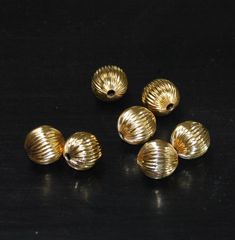 Large Gold Plated Fluted Round Beads 18mm