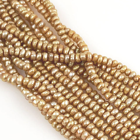 Gold Freshwater Pearl Rondelle Beads