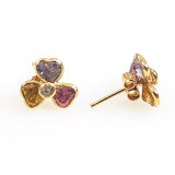 Gold Gemstone Clover Earrings