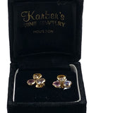 18K Gold Multi-Gemstone Clover Earrings