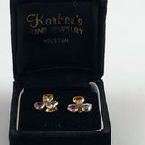 18K Gold Multi-Gemstone Clover Earrings