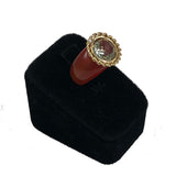 Prasiolite Gold Amber Glass Ring Size 5