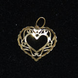 Gold Filigree Heart Charm 14K