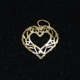 Gold Filigree Heart Charm 14K