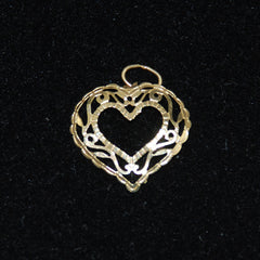 Gold Filigree Heart Charm 14K