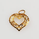 Gold Filigree Heart Charm 14K