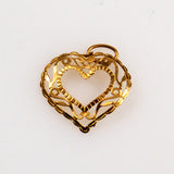 Gold Filigree Heart Charm 14K