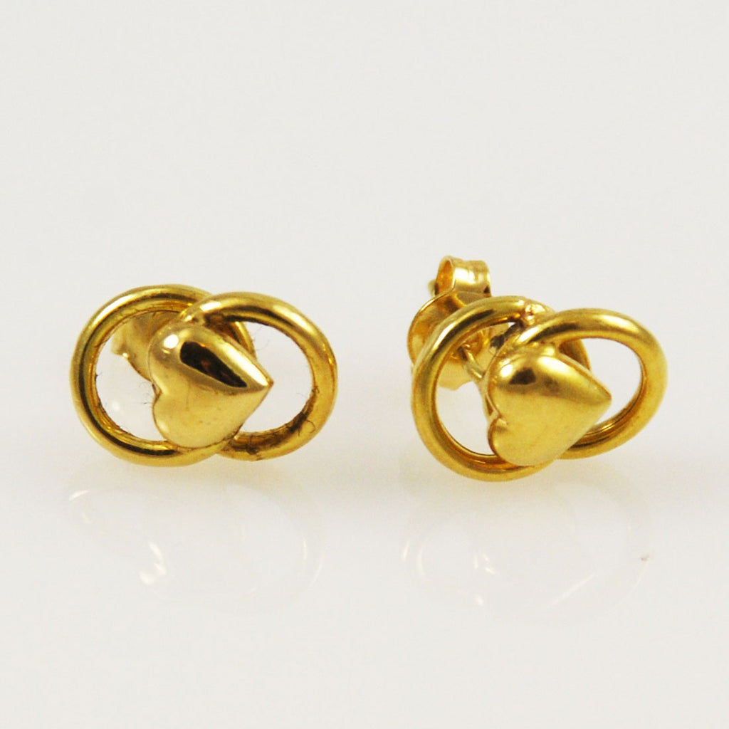 Gold Heart & Ring Earrings 18K