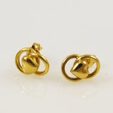 Gold Heart & Ring Earrings 18K