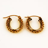 Gold Rope Hoop Earrings 14K