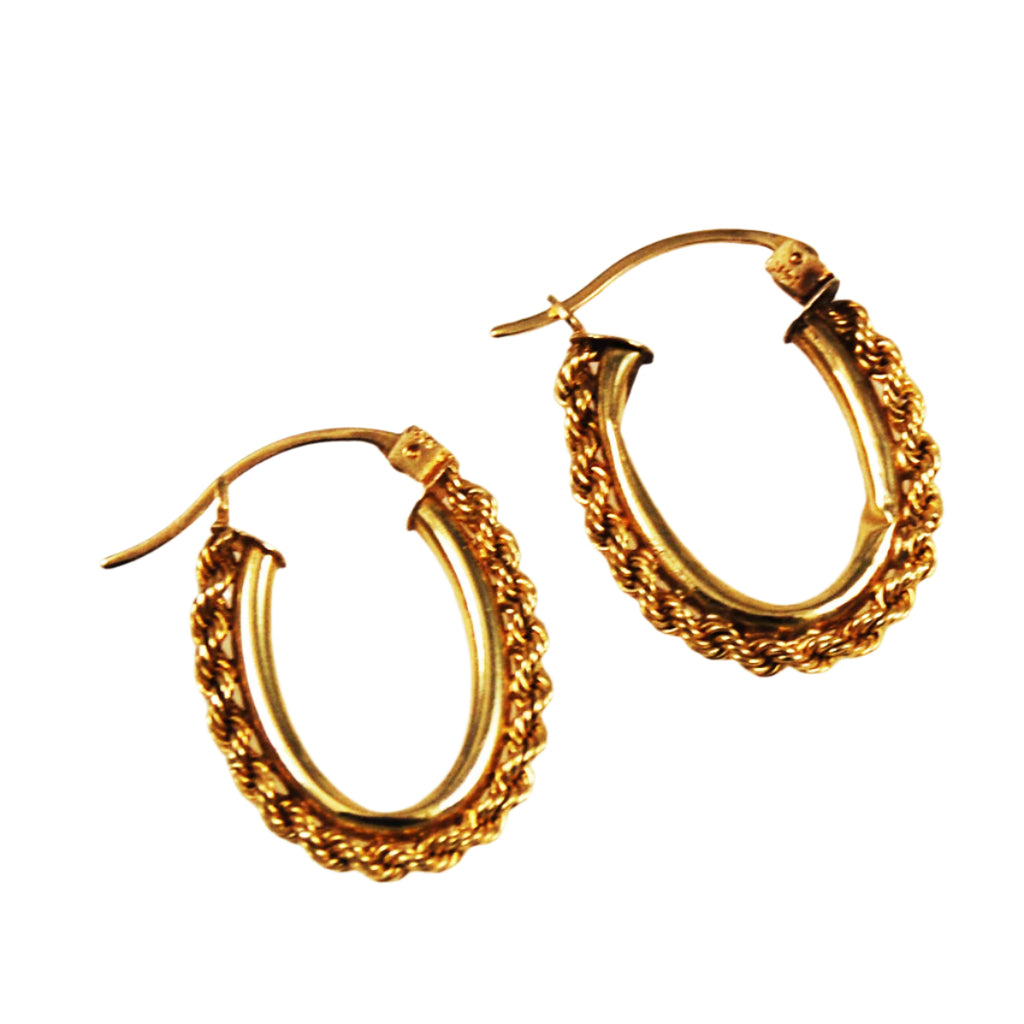 14K Gold Rope Hoop Earrings