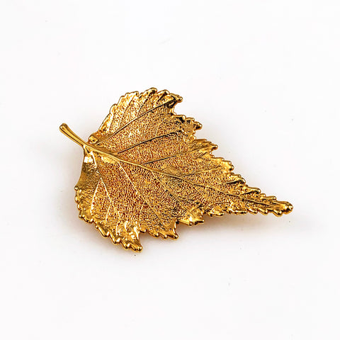 Gold Plated Leaf Brooch Vintage