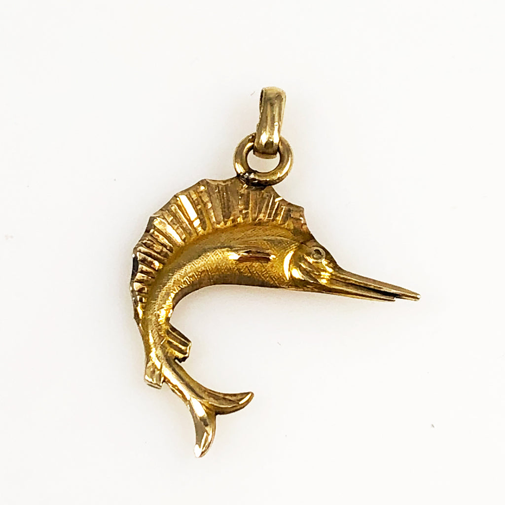 14K Gold Marlin Swordfish Pendant