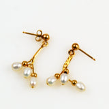 14K Gold Pearl Dangle Earrings