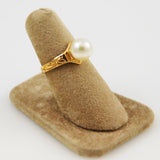 Gold Cultured Pearl Ring 14K