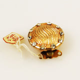 Gold Plated Rhinestone Round Clasp Vintage