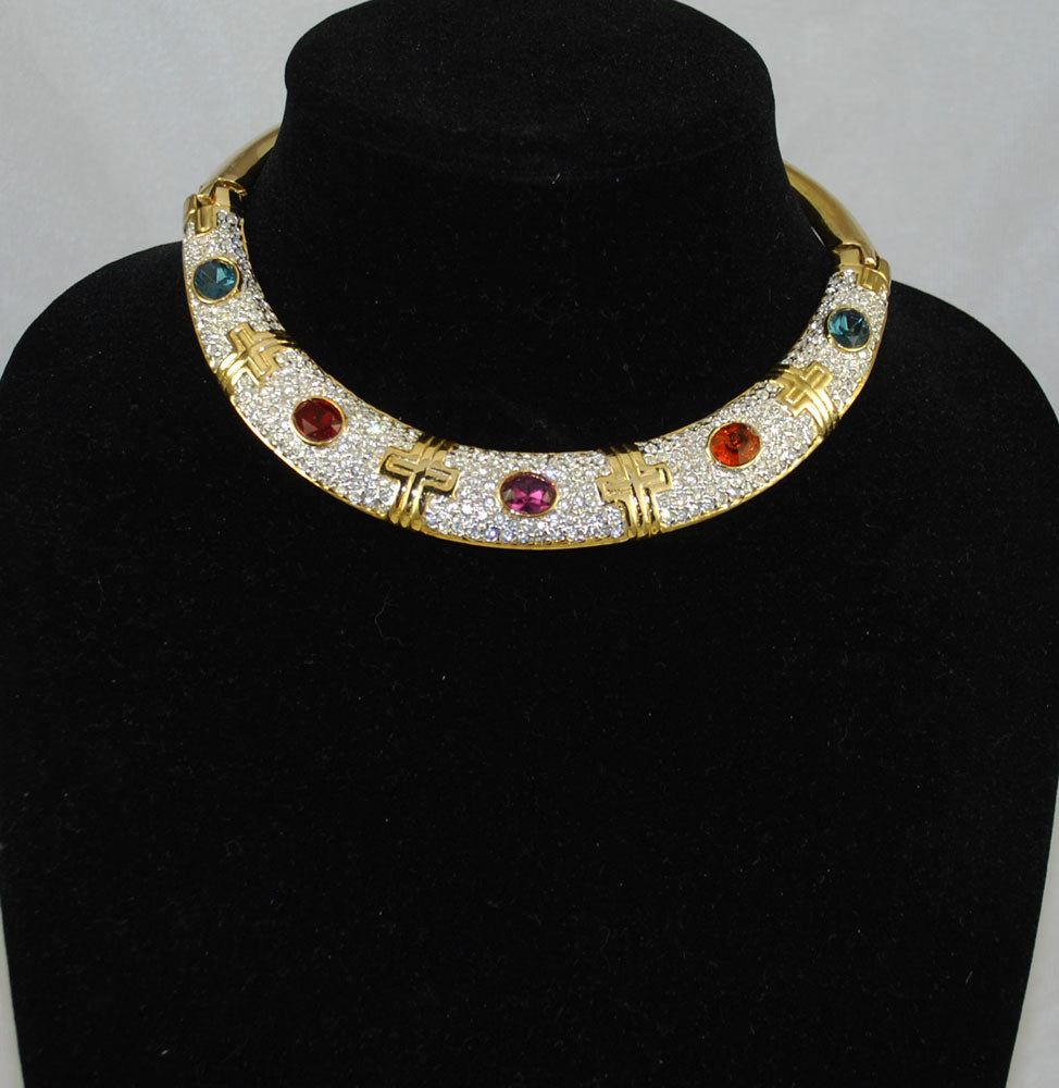 Gold & Rhinestone Choker Necklace