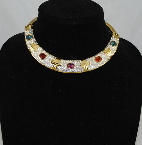 Gold & Rhinestone Choker Necklace