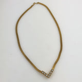 Vintage Gold & Rhinestone Herringbone Necklace
