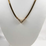 Vintage Gold & Rhinestone Herringbone Necklace