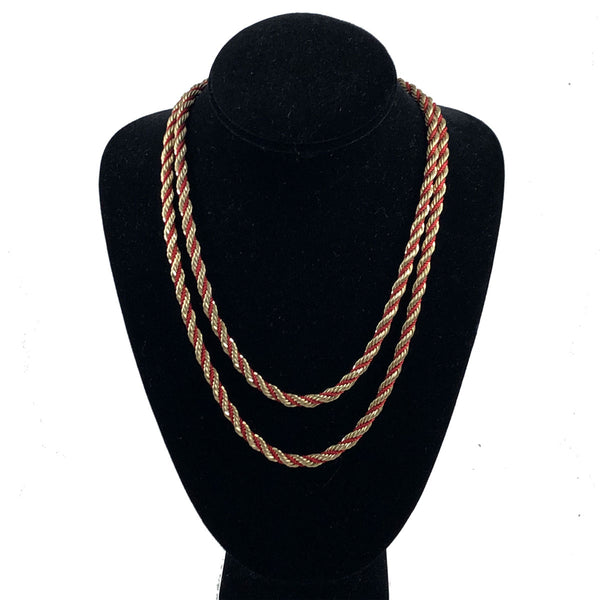 Gold & Rust Twisted Rope Chain Necklace - Estate Beads & Jewelry