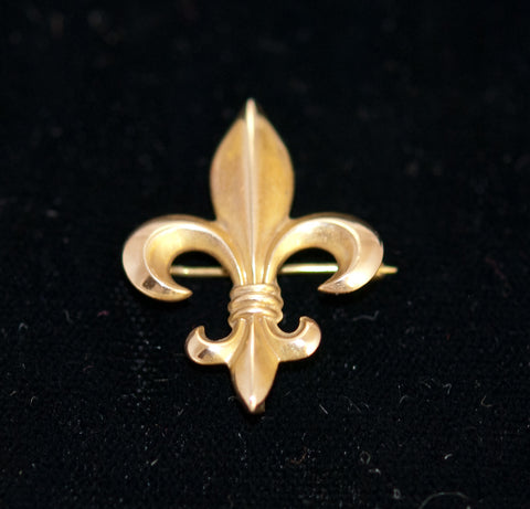 Antique Fleur-de-lis 10K Gold Watch Pin