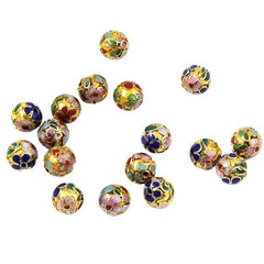 Cloisonne Gold Round Beads Vintage Chinese