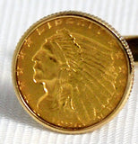 14KT Gold $5 Indian Head Half Eagle Coin Cuff Links