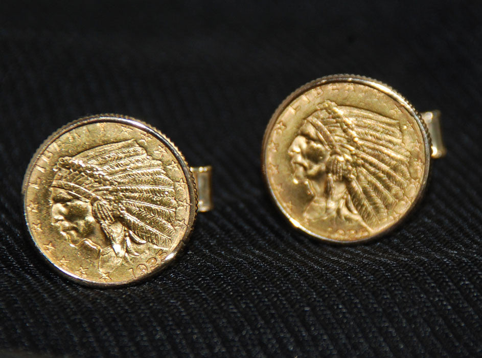 14KT Gold $5 Indian Head Half Eagle Coin Cuff Links
