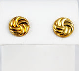 14Kt Gold Twisted Disk Pierced Earrings