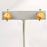 Goldette Coral Carved Floral Earrings Screwbacks