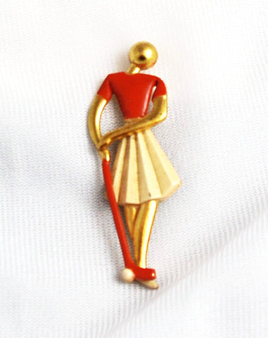 Art Deco Female Golfer Pin