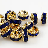 Large Gold Plated Sapphire Blue Rondelles