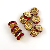 Large Gold Red Rondelles 16mm