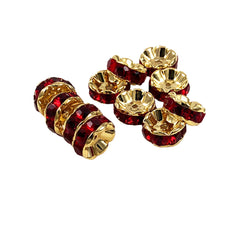 Large Gold Siam Red Rondelles 16mm - 6 beads