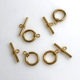 Gold plated large round toggle clasps